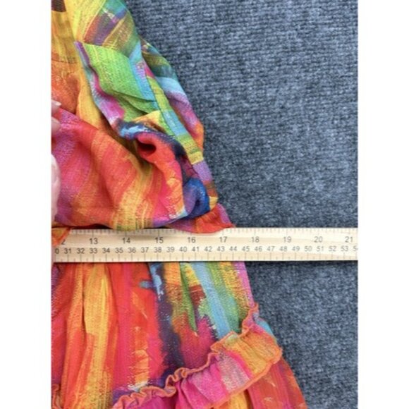 Lilly’s Kloset Women’s XL Ruffled Tie Dyed Halter Dress Peek A Boo Front & Back - Picture 13 of 14